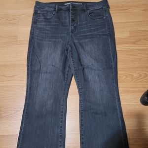 Cropped button fly jeans